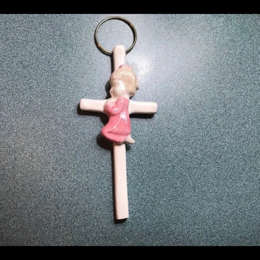 Baby Girl Hanging Porcelain Cross